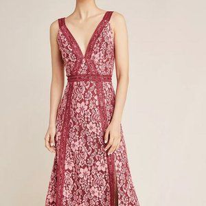 Embroidered Lace Midi Dress-Anthropologie